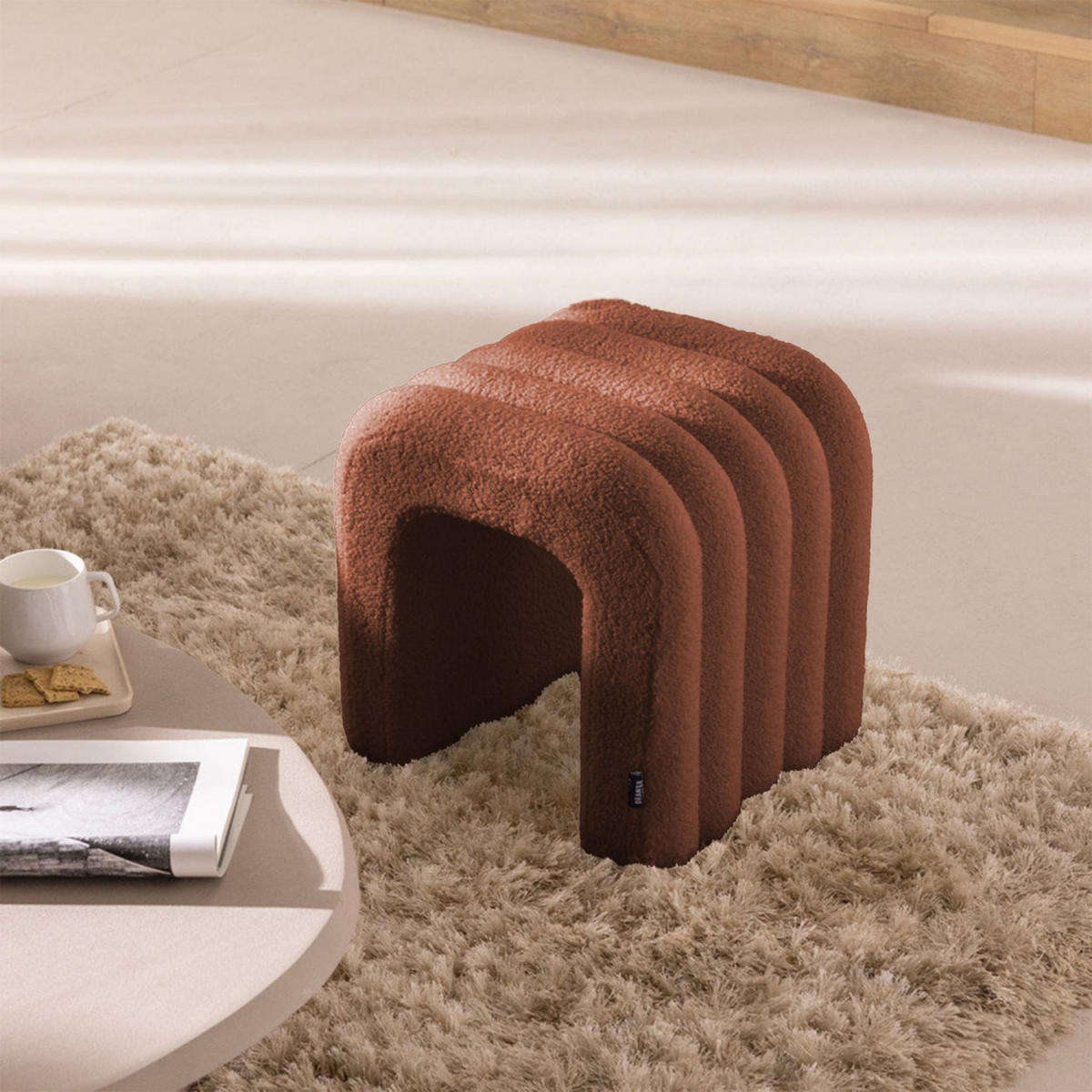 POLSTERHOCKER aus Boucle-Stoff - MUI - Rost - Rostfarben, Textil (41/42/35cm) - Drawer