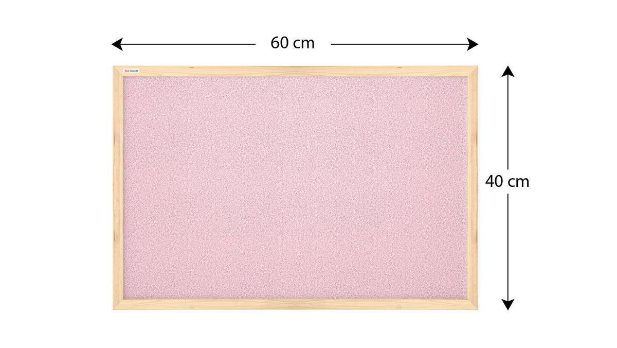 KORKTAFEL Pastellrosa Pinnwand mit Holzrahmen 60x40cm - Pink, Holz (60/40/2cm) - ALLboards