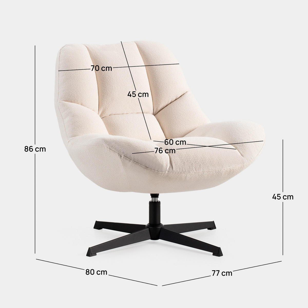 DREHSTUHL Kato Beige 77 cm x 86 cm - Beige, Textil (77/86/80cm) - Klast Home