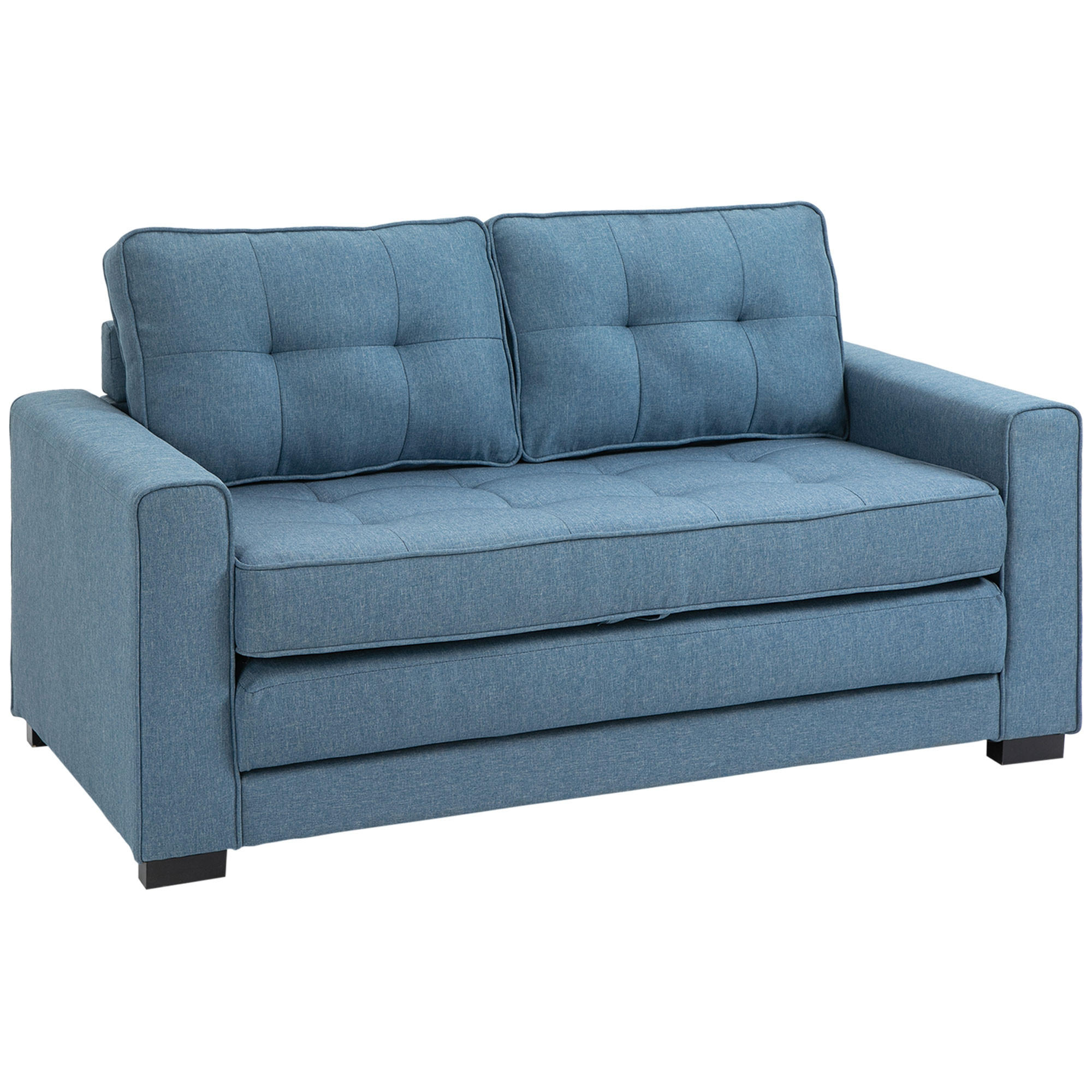 SCHLAFSOFA, leinenartiges Polyester Blau - Blau, Kunststoff (75/85/147.5cm) - HOMCOM