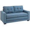 SCHLAFSOFA Klappsofa 2-Sitzer Sofa mit Schlaffunktion Leinen-Touch Holz Blau - Blau/Schwarz, Holz/Textil (75/85/147.5cm) - HOMCOM