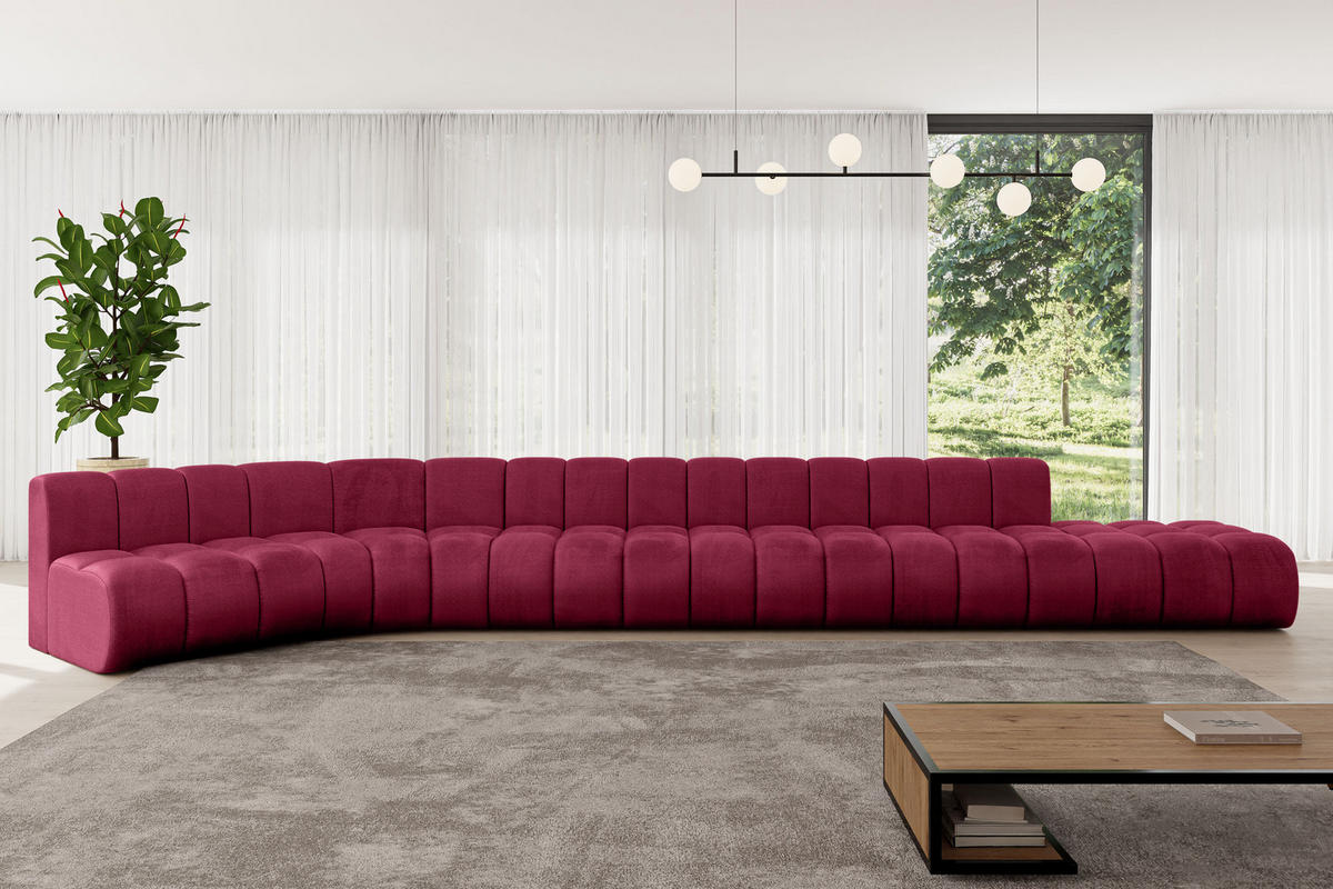 ECKSOFA modulares Sofa Brilo-L3 - 562x174x70 cm Bordeauxrot - Bordeaux, Holzwerkstoff/Textil (562/174cm) - ALTDECOR