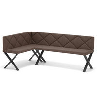 ECKBANK links VERO X Webstoff gesteppt, 142/196 cm Braun - Braun, Textil/Metall (142/196cm) - Idohome