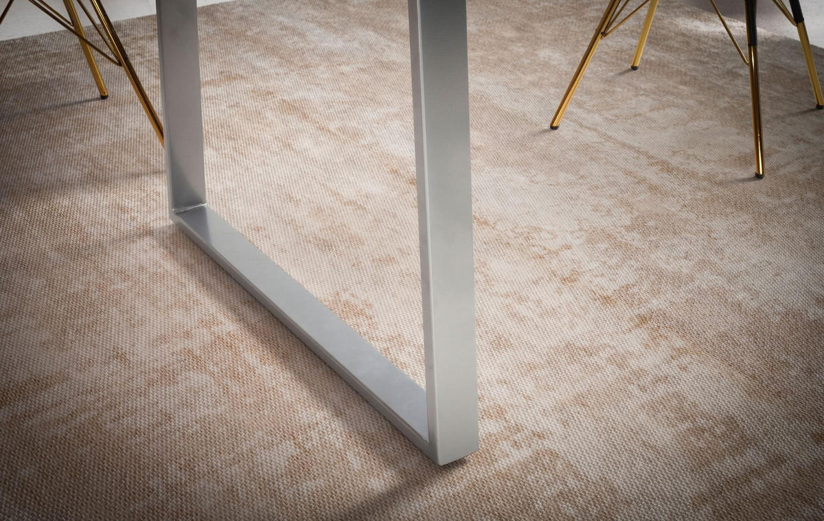 ESSTISCH Massivholz Baumkante Metallgestell Handgefertigt TARN, Goldbraun-Chrom 200x100x76 cm - Chromfarben/Braun, Holz/Metall (100/200/76cm) - KADIMA DESIGN