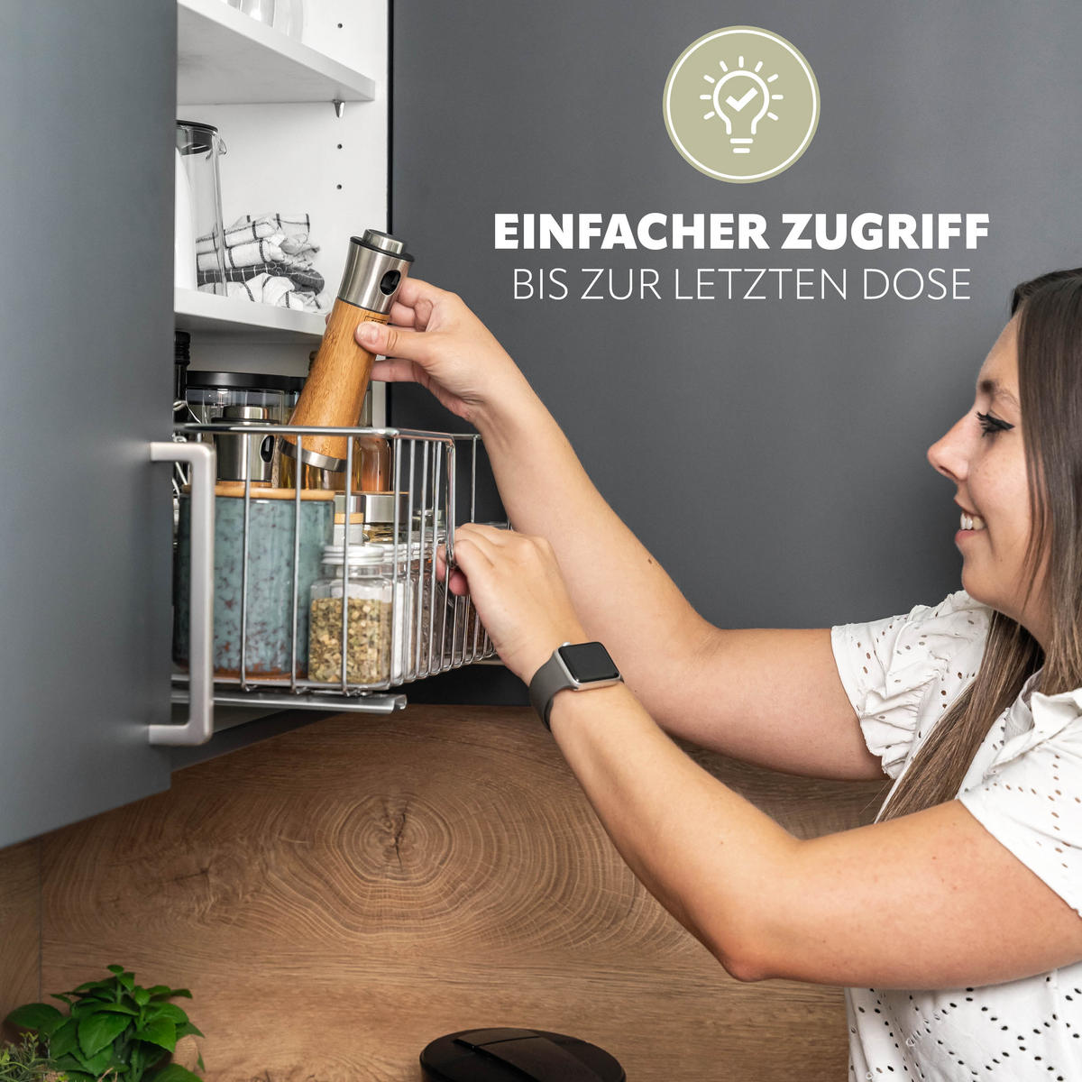 KORBAUSZUG (2er Set), 50 cm Breite, für Oberschränke, Chrom - Silberfarben, Metall (50/20/28.5cm) - bremermann