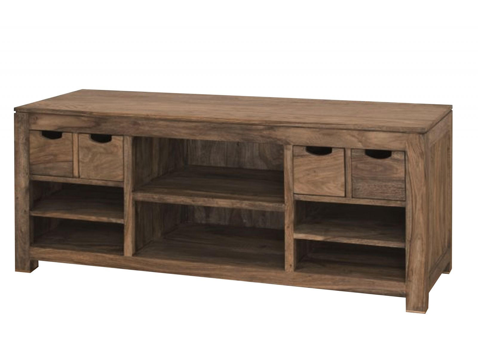 TV-BOARD Sheesham 148x50x62 grau geölt NATURE GREY #40 - Grau, Holz (148/62/50cm) - Massivmoebel24