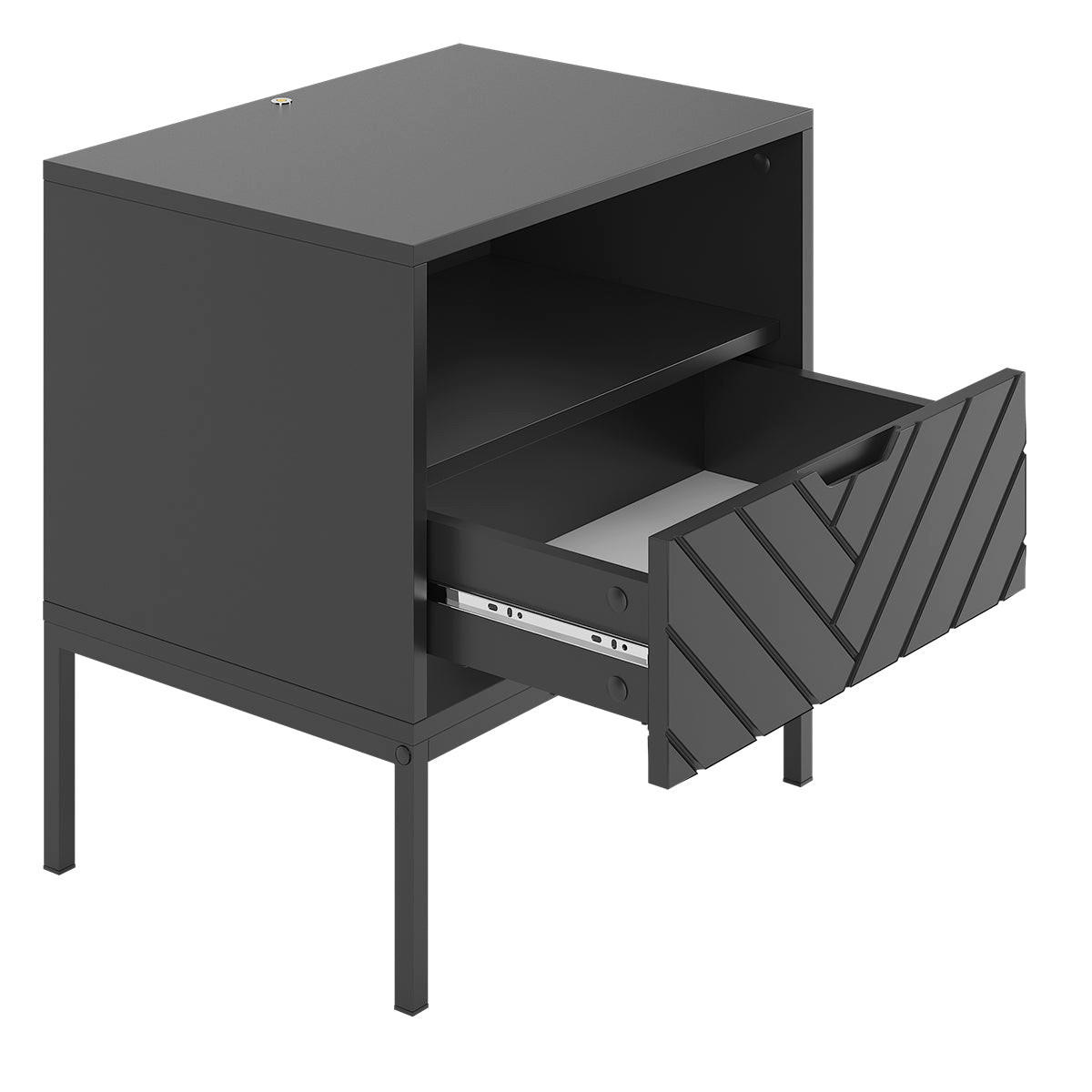 NACHTTISCH Daria Schwarz - Schwarz, Holzwerkstoff (53/77/39cm) - Petits-meubles