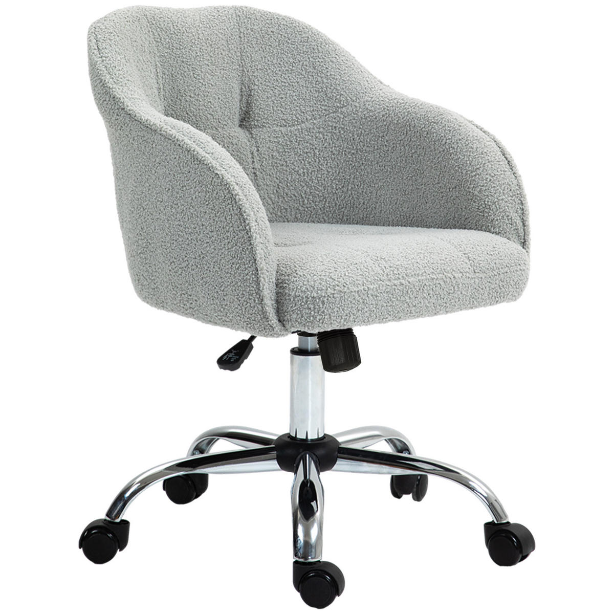 BÜROSTUHL DE-05175 Wippfunktion mit Teddysamtoptik Grau - Grau, Metall (61/86/56cm) - ComfortXL