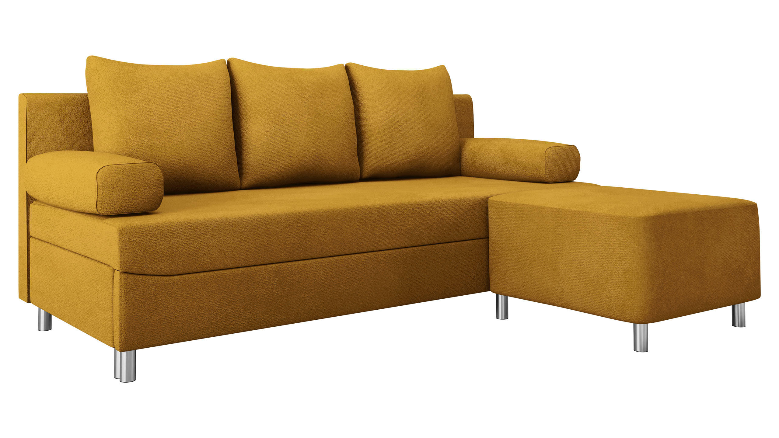 SCHLAFSOFA Dover mit Polsterhocker - Chromfarben/Gelb, Holz/Kunststoff (192/80cm) - MIRJAN24