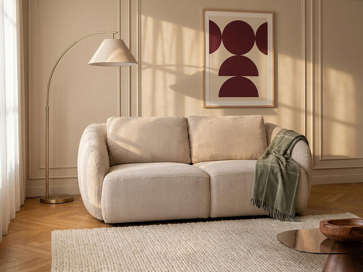 SOFA - 2 Personen - stoff - beige Liruno - Beige, Textil (200/85/104cm) - Vente-Unique