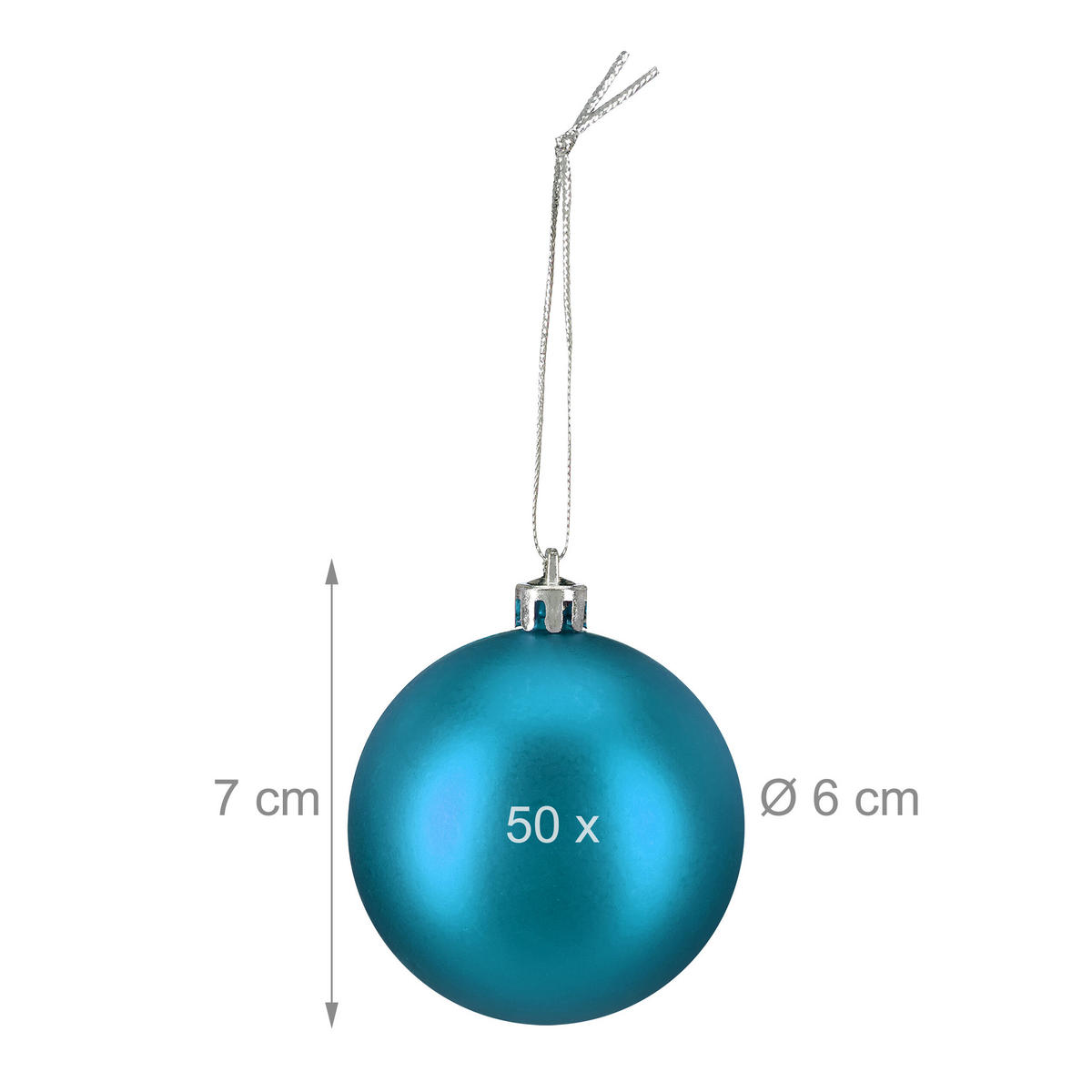 50XWEIHNACHTSKUGELN - Türkis, Kunststoff (6/7/6cm) - Relaxdays