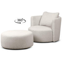 DREHSESSEL-SET RAGGI inkl. Sitzhocker, Boucle, Weiß - Weiß, Textil (92/75/80cm) - KONSIMO®