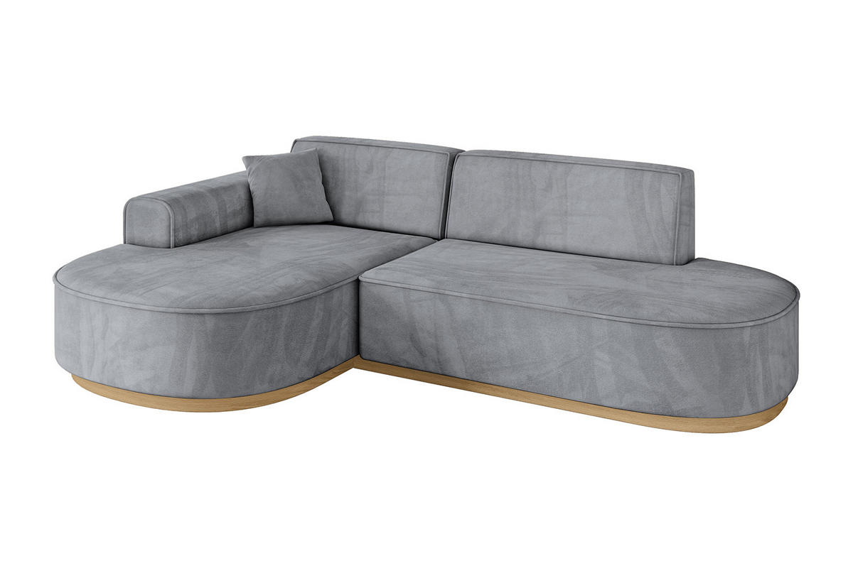 ECKSOFA Ottomane Links MARI-L1-v2 - 243x171x83 cm Grau Velours - Grau, Holzwerkstoff/Textil (243/171cm) - ALTDECOR