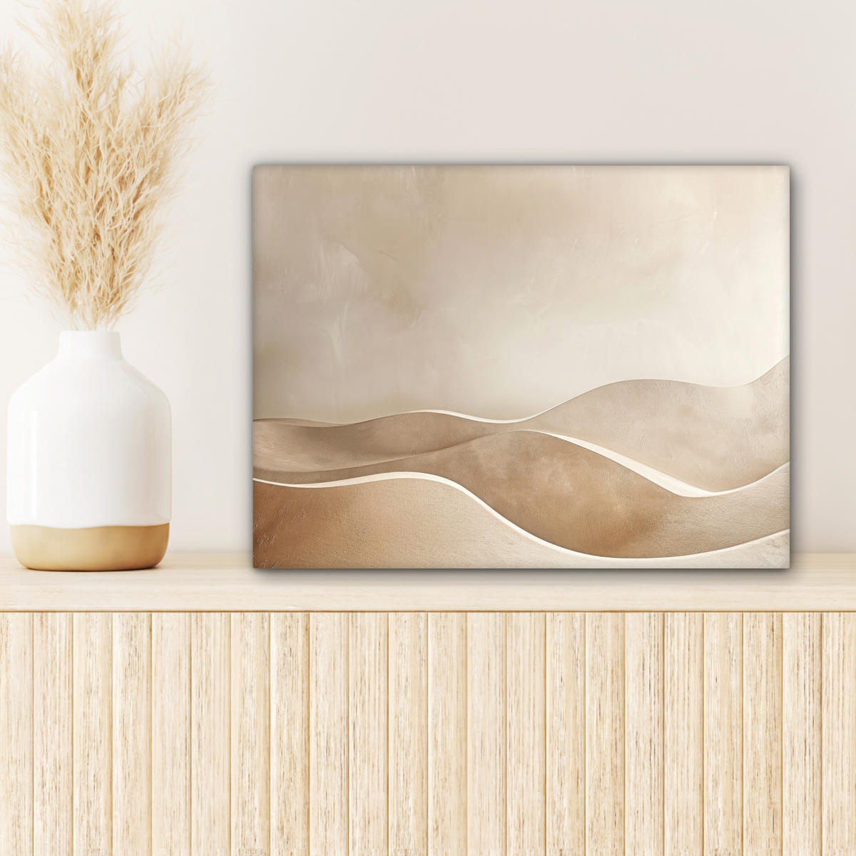 LEINWANDBILD Beige - Natur - Abstrakt - Modern 40x30 cm - Beige, Textil (40/30cm) - MuchoWow