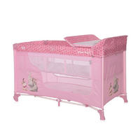 REISEBETT Moonlight rosa pink zwei Ebenen, faltbar, Wickelauflage, Matratze, Räder - Rosa, Kunststoff (60/120cm) - Lorelli
