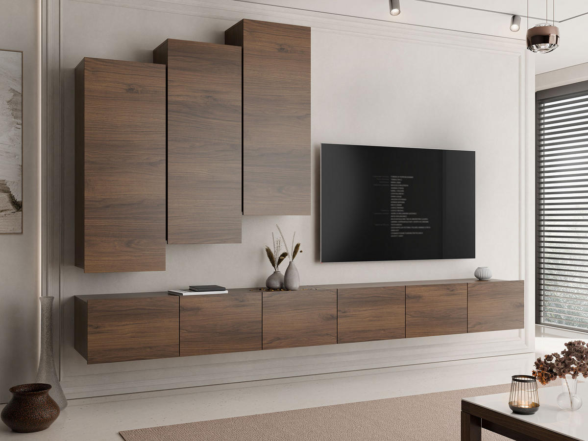 WOHNWAND Calabrini XX - Nussbaumfarben, Holzwerkstoff (300/34/43cm) - MIRJAN24