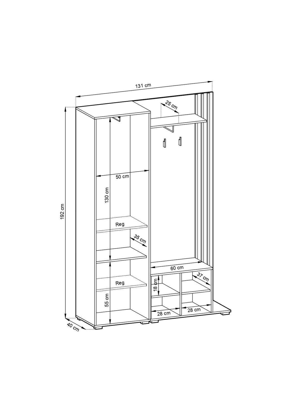 GARDEROBENPANEEL – 192 cm – Nelly – Eiche - Eiche Artisan, Holzwerkstoff (131/192/40cm) - hi-markt