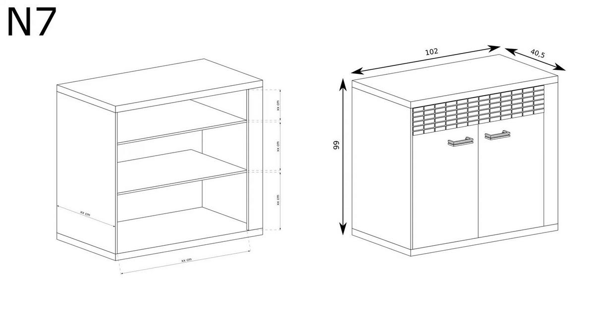 KOMMODE NATURAL N-7 - Eichefarben, Holzwerkstoff (102/100/41cm) - Meblini