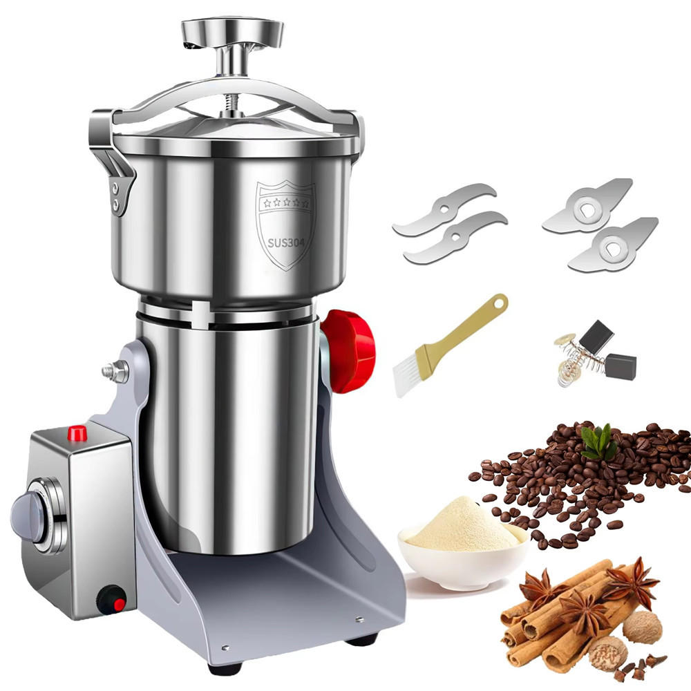 GEWÜRZMÜHLE 800G Kräuter Kaffee Getreide Hochgeschwindigkeit - Silberfarben, Metall (13/33/13cm) - Bextcok