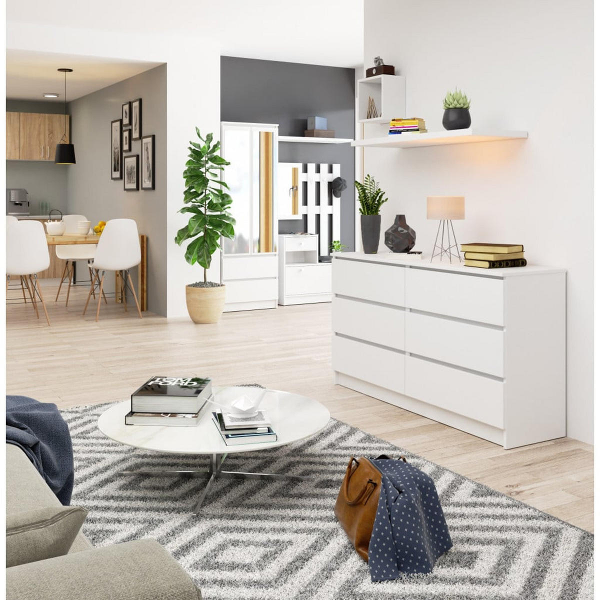 KOMMODE Weiß 77/138/40 - Weiß, Holzwerkstoff (138/77/40cm) - RAUMHIRSCH FURNITURE