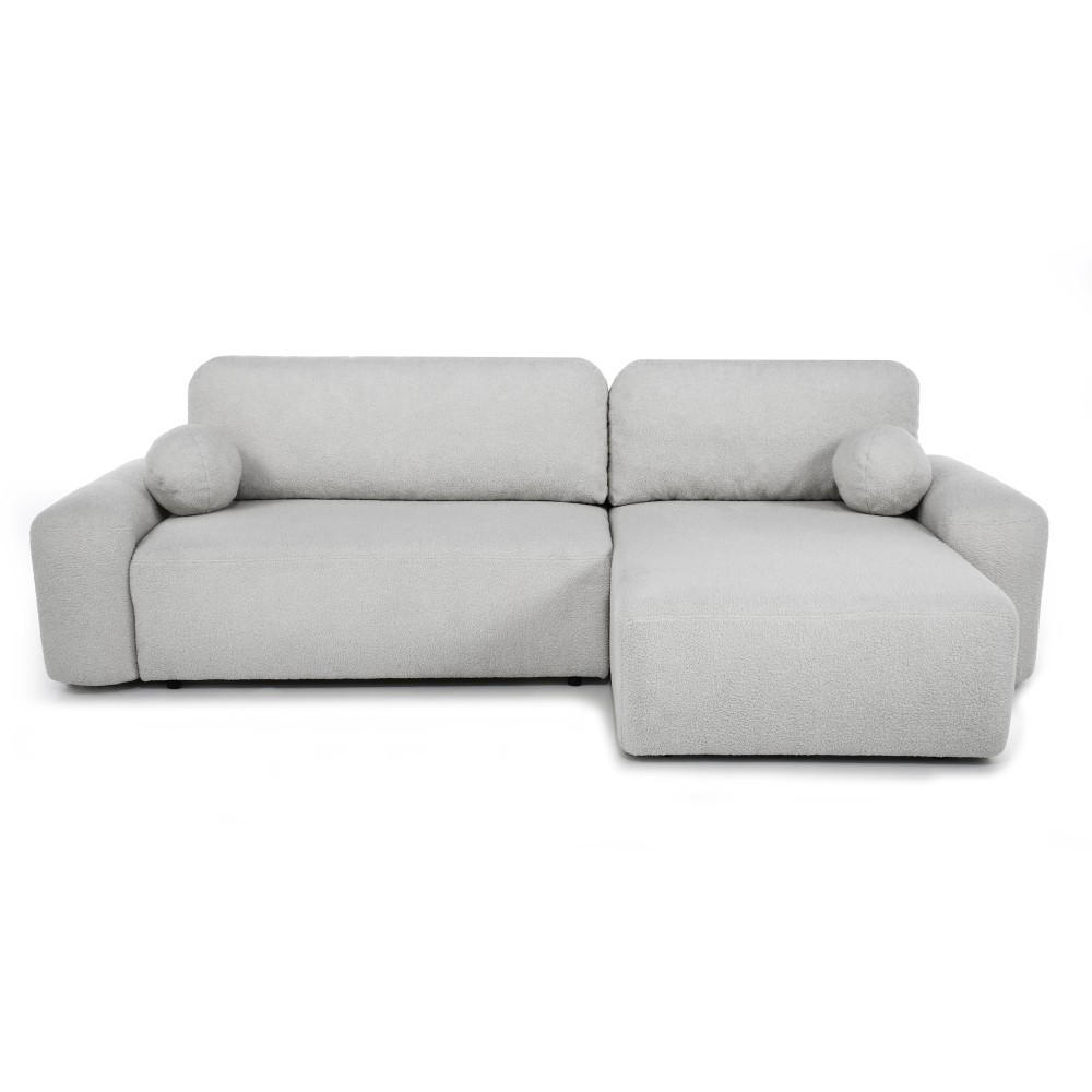 ECKSCHLAFSOFA Noel mit universelle Ottomane, Hellgrau - Hellgrau/Schwarz, Textil (280/163cm) - Beautysofa