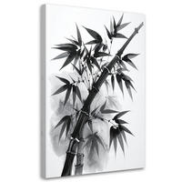 LEINWANDBILD Bambusblätter Schwarz-Weiß 80x120cm - Schwarz, Textil (80/120cm) - Feeby
