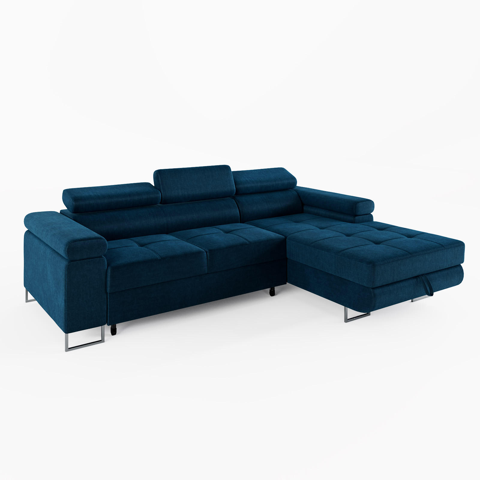 ECKSOFA VEMO MINI Rechts Dunkelblau Velour-Stoff Kompakter Komfort für Wohnräume - Dunkelblau, Textil (235/175cm) - Barchello
