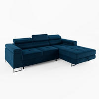 ECKSOFA VEMO MINI Rechts Dunkelblau Velour-Stoff Kompakter Komfort für Wohnräume - Dunkelblau, Textil (235/175cm) - Barchello
