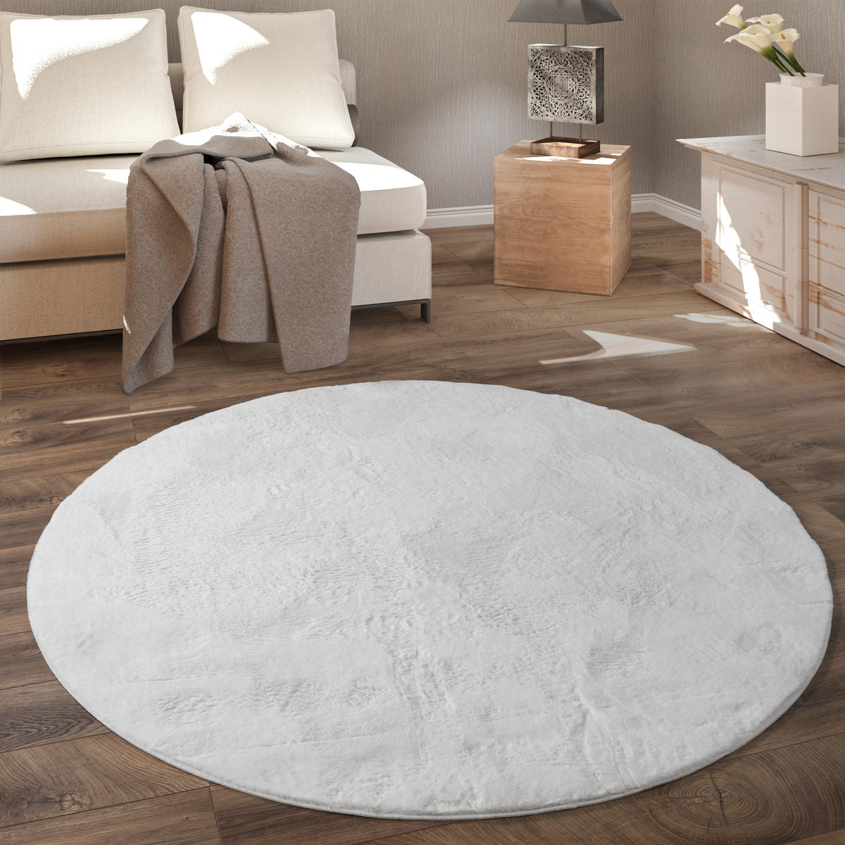 HOCHFLORTEPPICH 200/200 cm Soft 380 - Weiß, Textil (200/200cm) - Paco Home