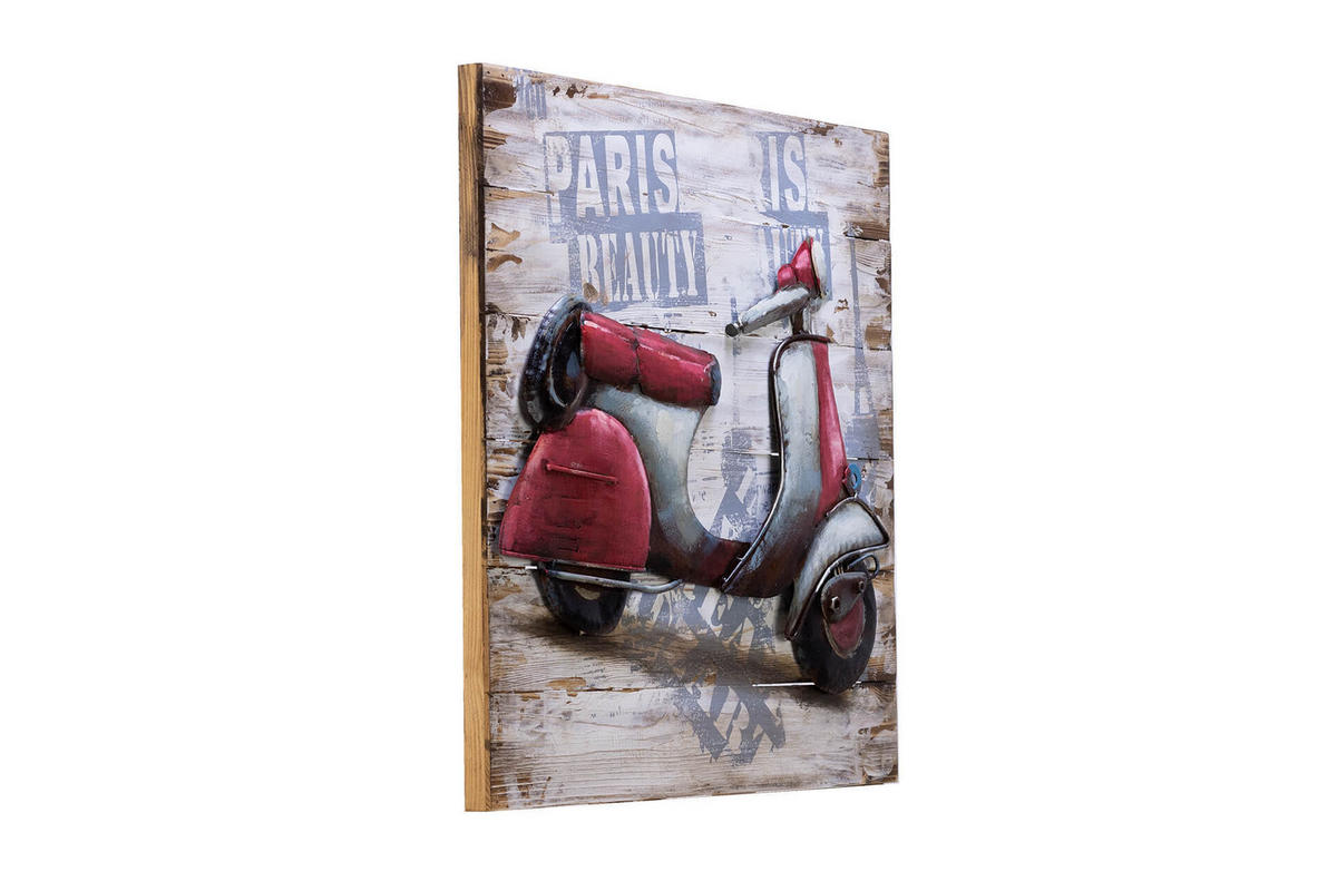 HOLZBILD Rot 60/60 cm - Rot/Silberfarben, Holz/Metall (2.34/60cm) - KUNSTLOFT