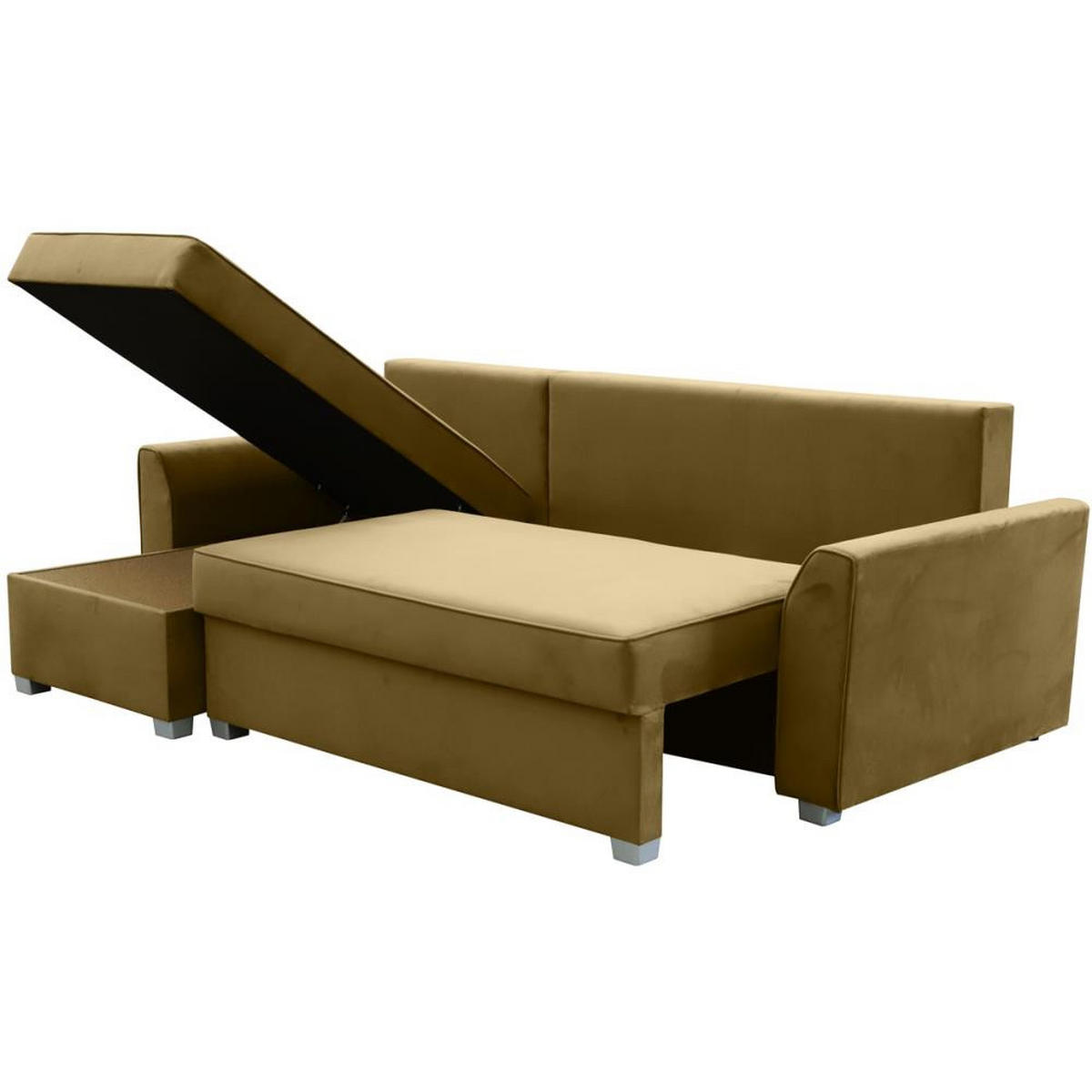 ECKSCHLAFSOFA Teramo dunkelgelb - Dunkelgelb/Schwarz, Kunststoff/Textil (235/150cm) - Beautysofa