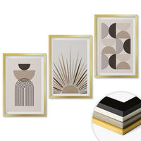 WANDBILDER 3er Set - 40x60 cm Goldrahmen - Abstrakte Formen beige braun - Goldfarben, Kunststoff (40/60cm) - ArtPrintCave