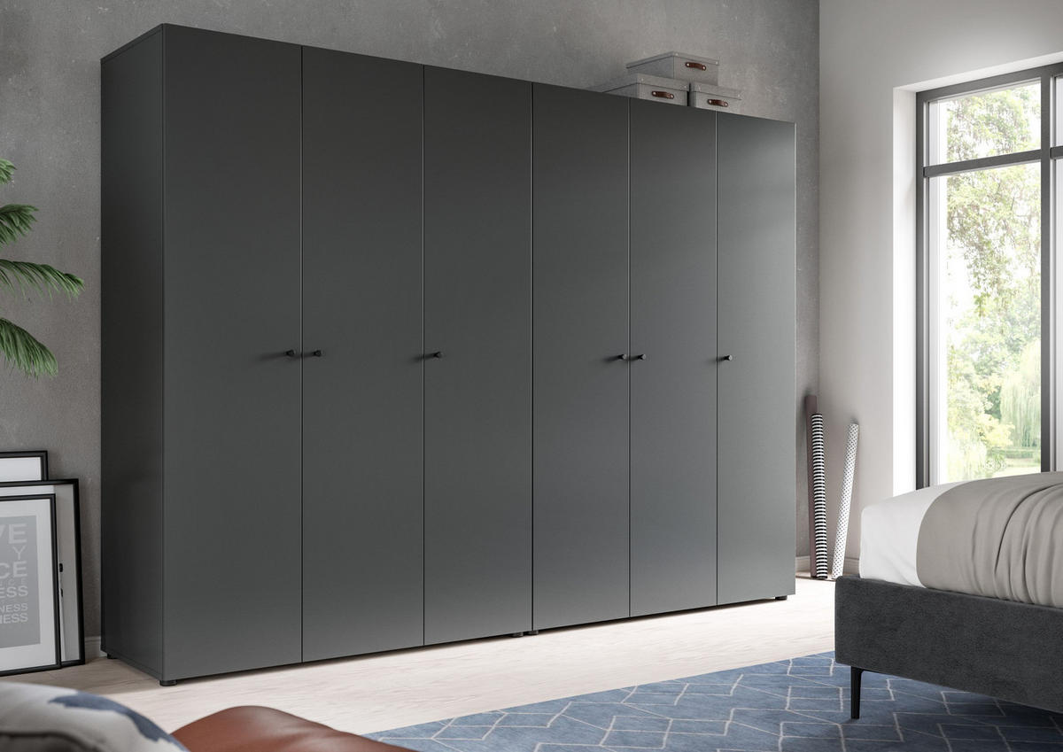 KLEIDERSCHRANKKOMBINATION Arbor (B/H/T: ca. 240/176/51 cm) in anthrazit/anthrazit - Anthrazit, Holzwerkstoff (240/176/51cm)