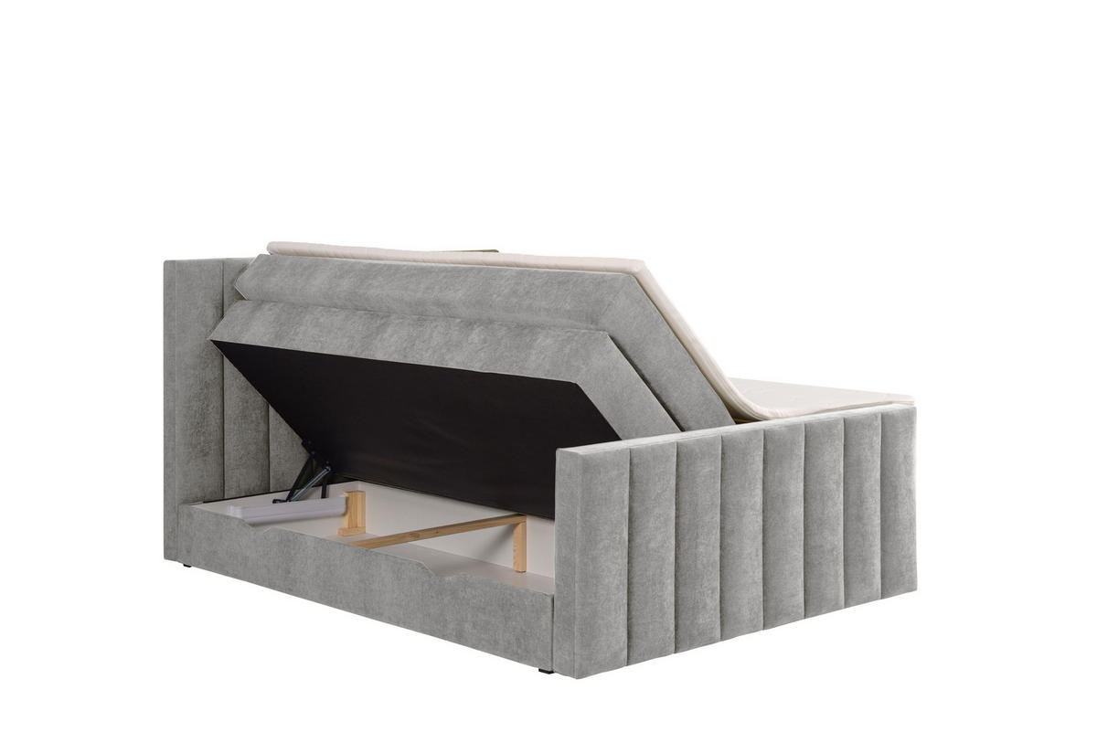 BOXSPRINGBETT VELTRA mit Topper und Bettkasten, Grau, 120x200 cm - Grau, Textil (120/200cm) - KS Home Concept