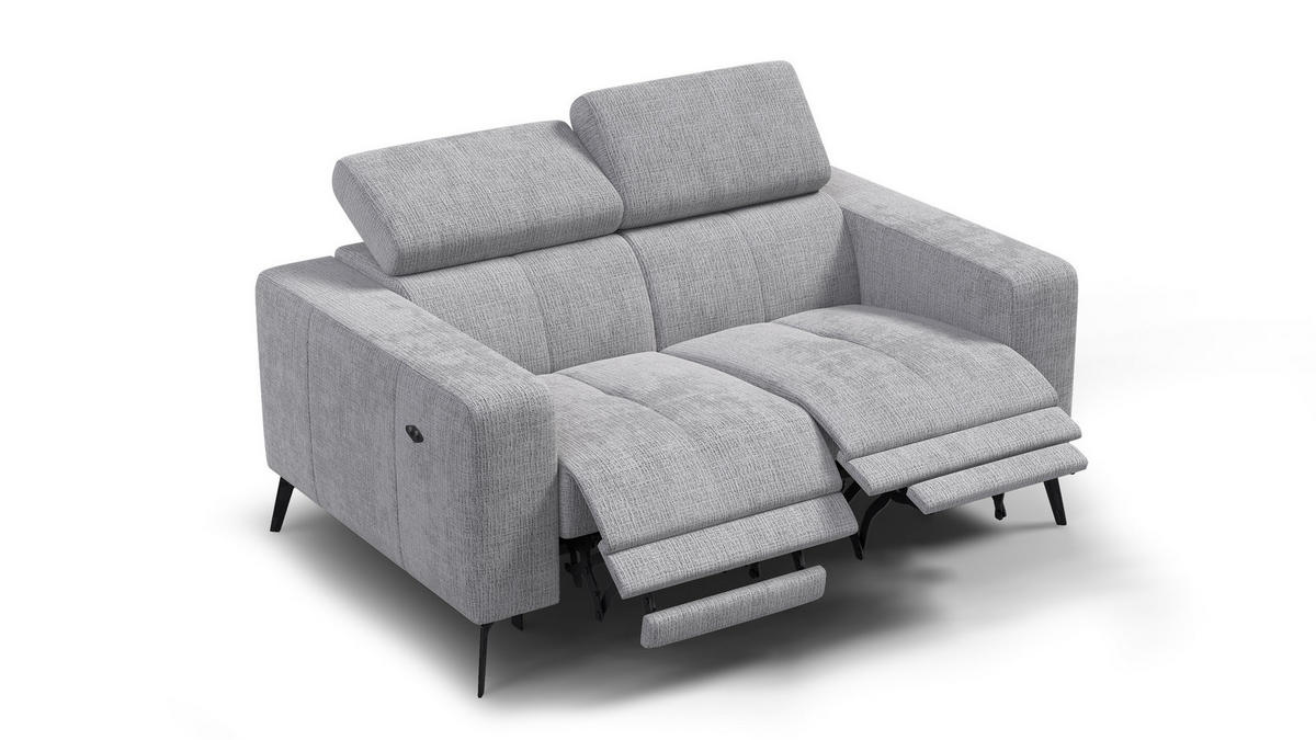 RELAXSOFA MORELLO 2-Sitzer, hellgrau, 2 x Relax Zero Gravity - Hellgrau, Holz/Textil (164/82/103cm) - Courtois Laville