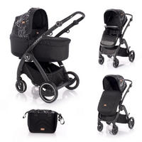 KINDERWAGEN 2 in 1 California schwarz Babywanne Sportsitz Alurahmen Wickeltasche - Schwarz, Metall (74/60/115cm) - Lorelli