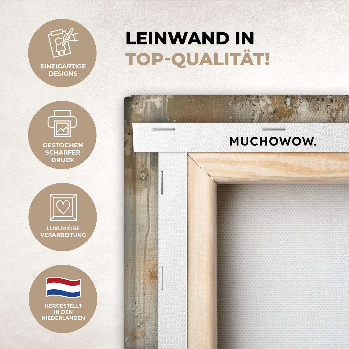 LEINWANDBILD Weihnachtsbaum - Vintage - Weihnachten - Geschenk 20x20 cm - Rostfarben, Textil (20/20cm) - MuchoWow