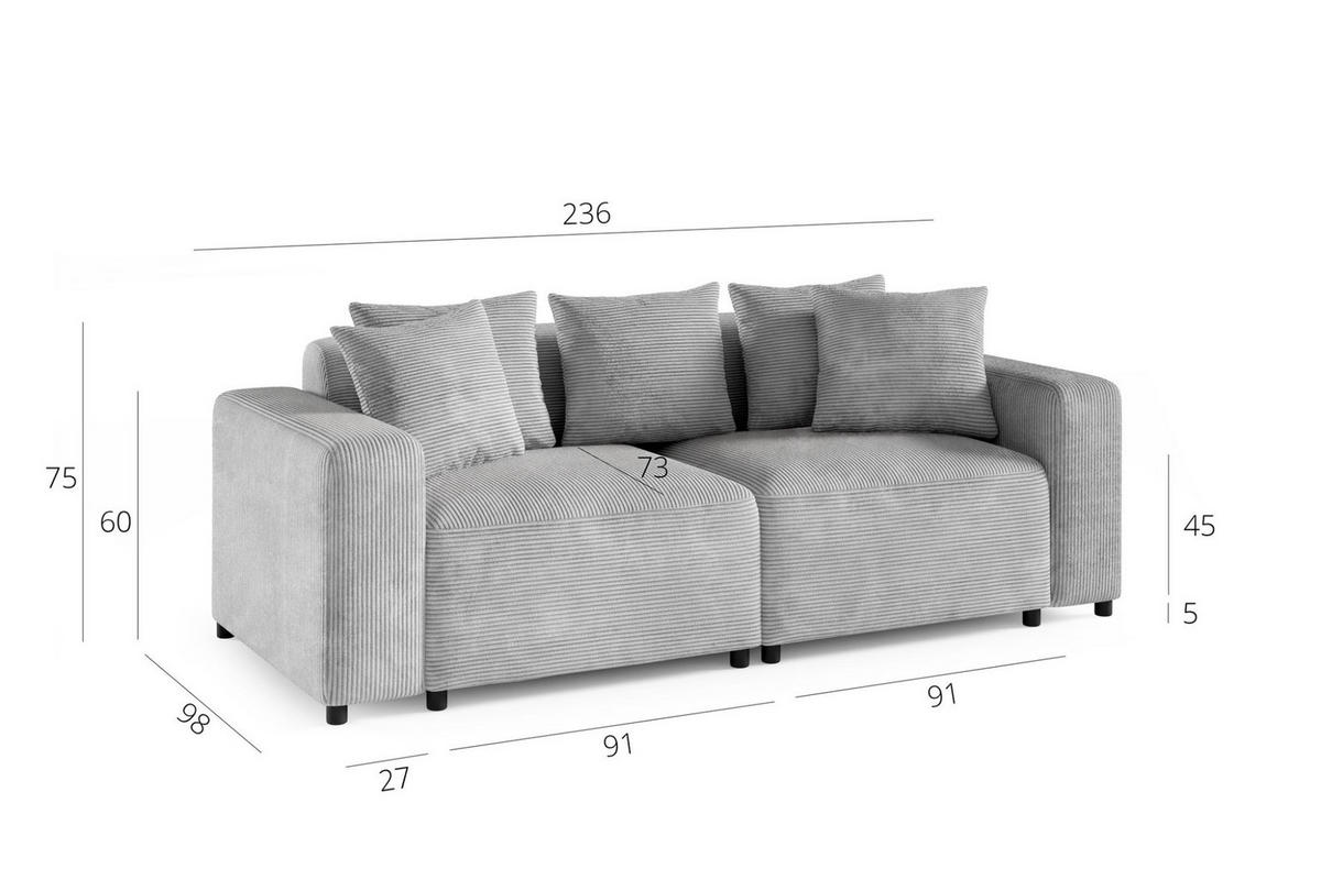 SOFA Megan 2-sitzer In Poso - Beige, Holzwerkstoff/Textil (236/75/98cm) - Fun Möbel