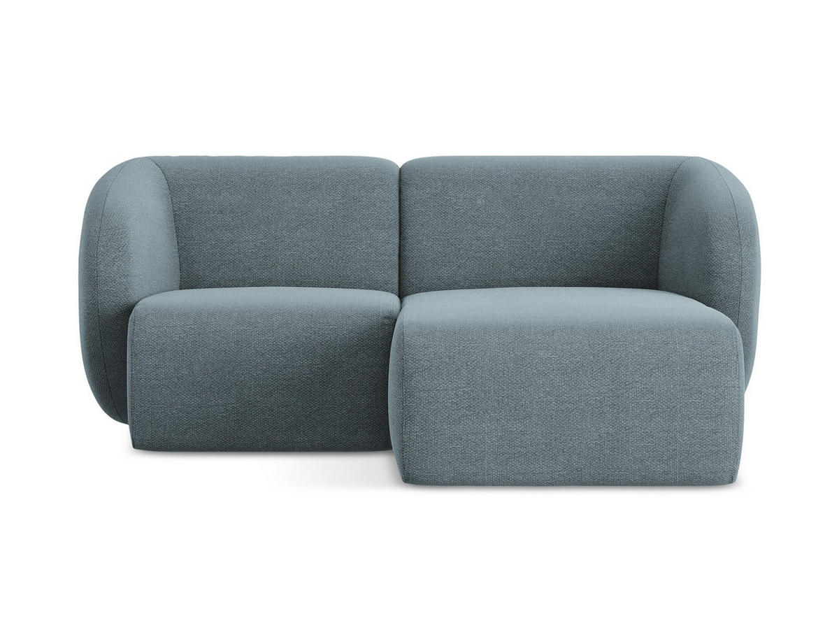 ECKSOFA Rechts Bouclé Stoff Blau - Blaugrau/Schwarz, Holzwerkstoff/Kunststoff (178/166cm) - Makamii