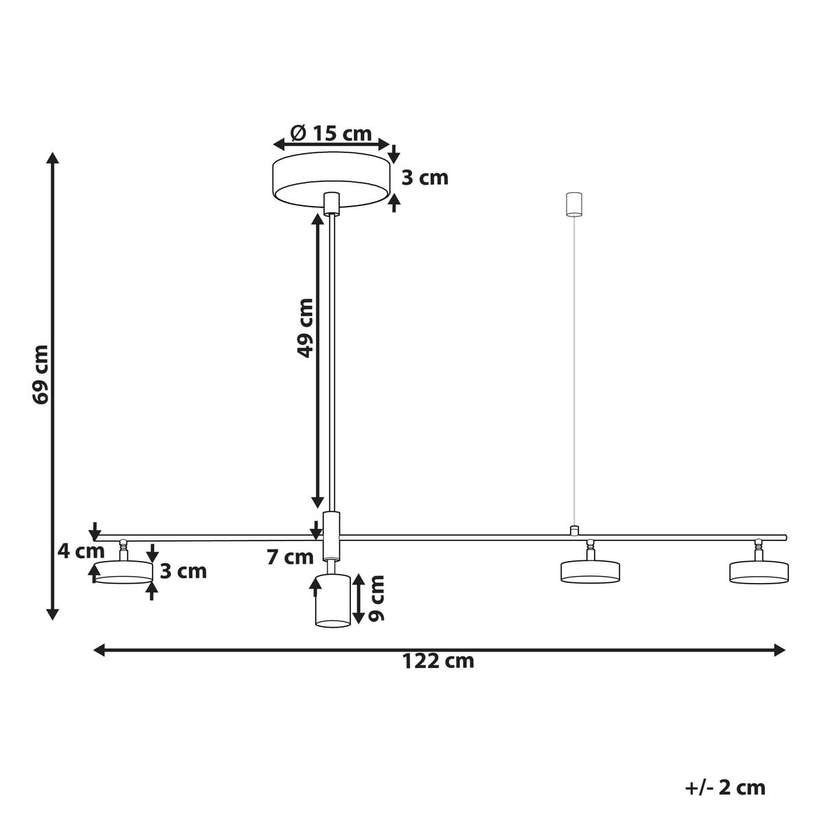 HÄNGELAMPE Foyle 10/122/69 cm - Schwarz, Metall (10/122/69cm) - Beliani