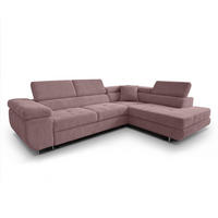 ECKSOFA L Form Konak Rosa 276/201/90 cm Rechts mit Schlaffunktion - Silberfarben/Rosa, Textil/Metall (276/203cm) - AX Living