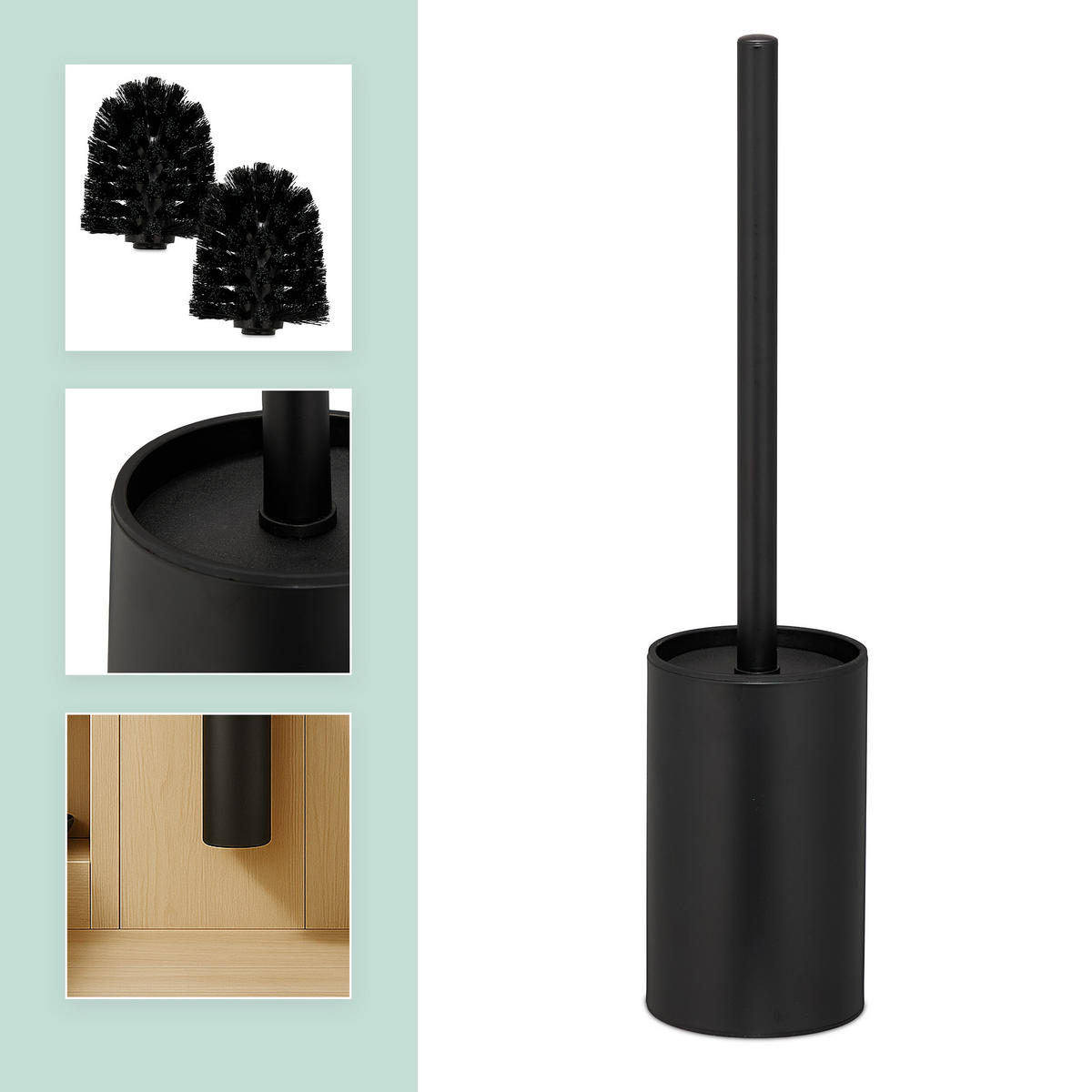 TOALETNA ščetka - črna, kovina/umetna masa (9/40.5/10cm) - Relaxdays