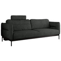 SOFA SALENTO Dunkelgrau Struktur - Dunkelgrau/Schwarz, Textil/Metall (221/82/101cm) - MKS