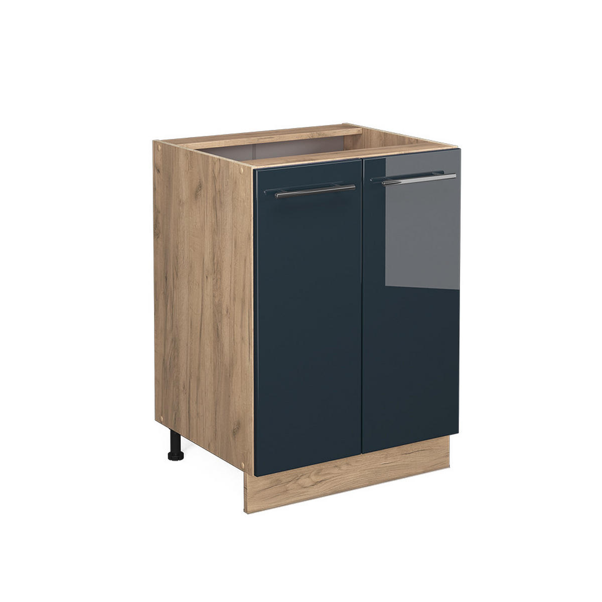 KÜCHENUNTERSCHRANK Fame-Line Dunkelblau Hochglanz 60 cm ohne AP - Honigeiche/Eiche Wotan, Holzwerkstoff (60/82/51.6cm) - Vicco