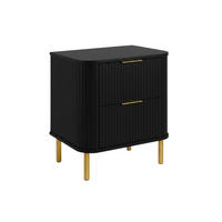 BADEZIMMERSCHRANK : Farbe Schwarz, Griff gold, Füße gold, 60 x 41,5 x 66,7 cm - Goldfarben/Schwarz, Holzwerkstoff (60/66.7/41.5cm) - 3XE LIVING