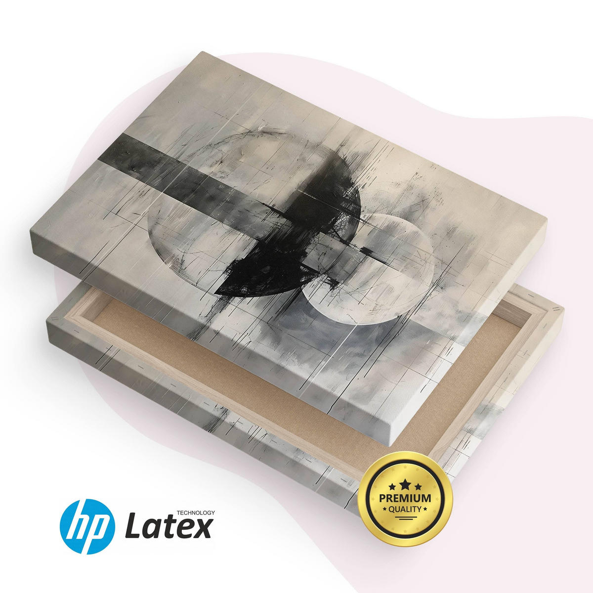 LEINWANDBILD Abstraktion Moderne Muster 100/70 cm - Beige/Schwarz, Textil (100/70cm) - Muralo