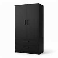 DREHTÜRENSCHRANK Tamara 90 cm, mit Schubladen, 2-türig, schwarz - Schwarz, Kunststoff (180/180/90cm) - Margaret Hadas24