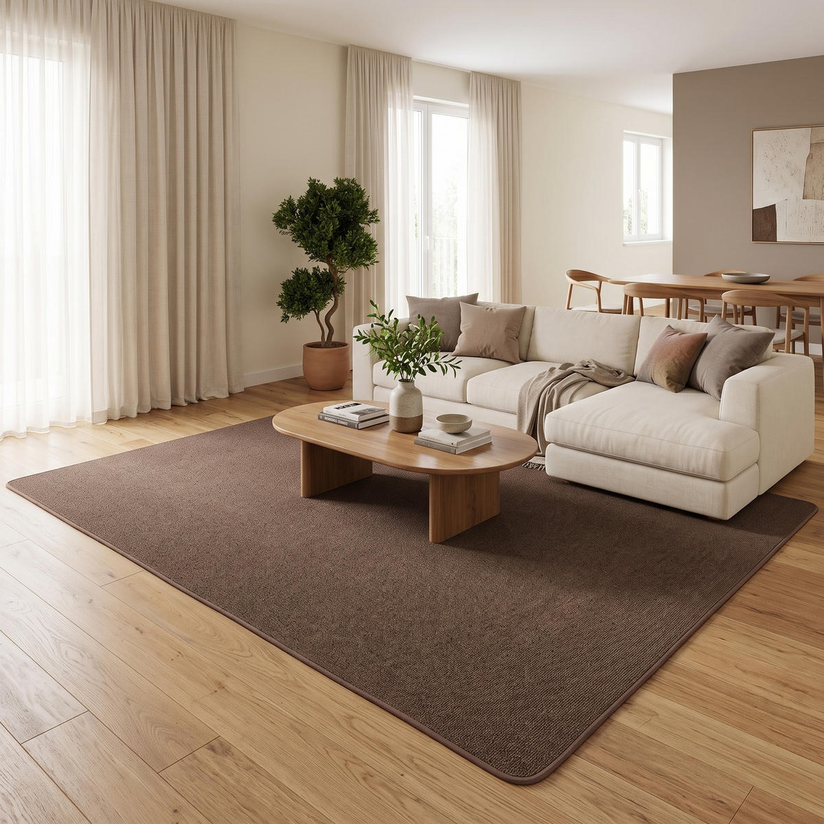 FEINSCHLINGEN VELOUR TEPPICH STRONG - Braun, Textil (100/300cm) - Snapstyle