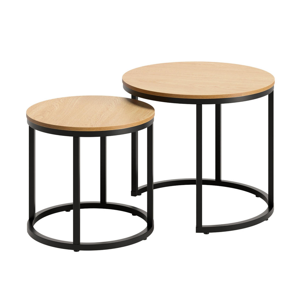 COUCHTISCH 2ER Set rund Eiche hell - Hellbraun, Holzwerkstoff (50/50/42.5cm) - Home Collective