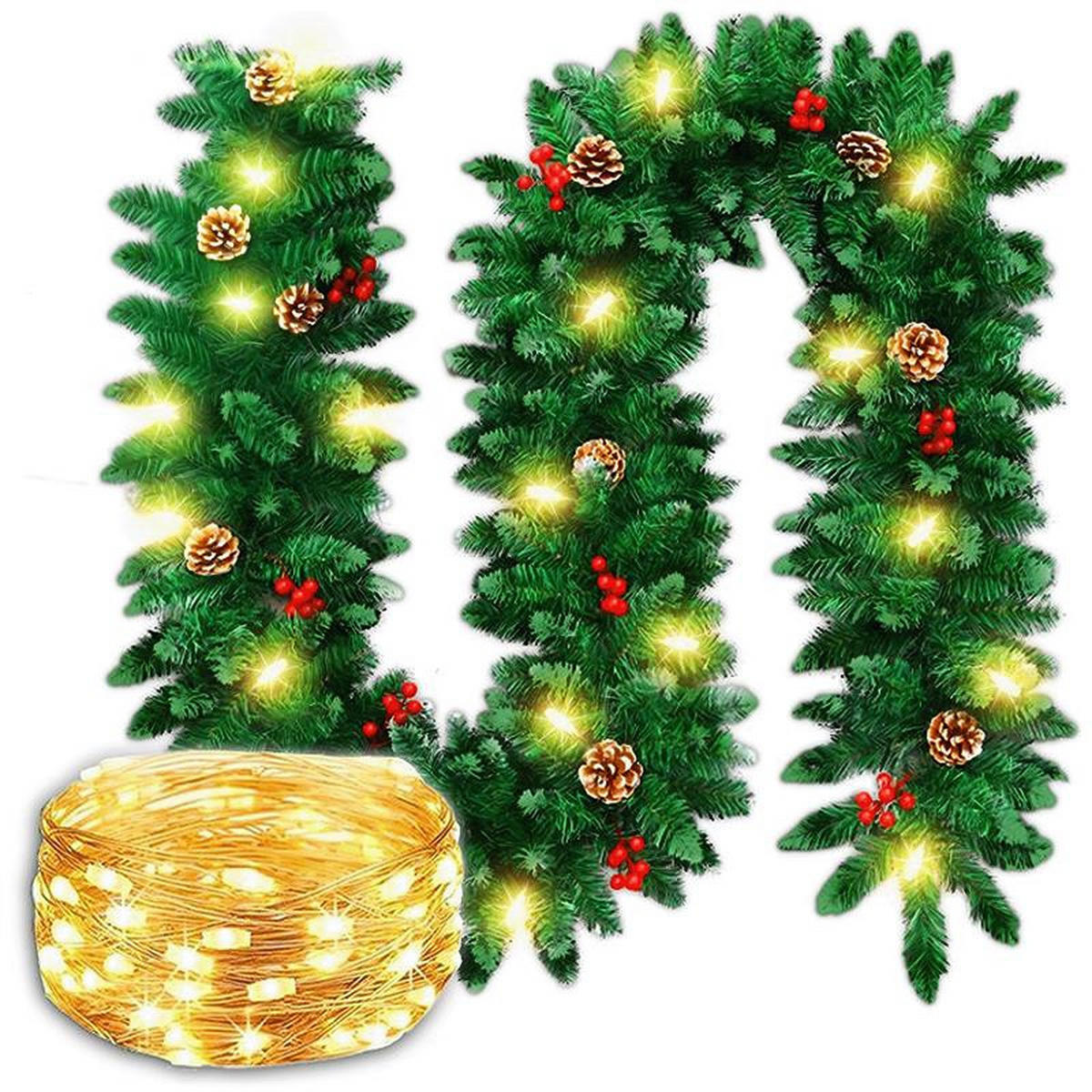 WEIHNACHTSGIRLANDE 3m mit 100 LED - Dunkelgrün, Kunststoff (300cm) - KRUMAD